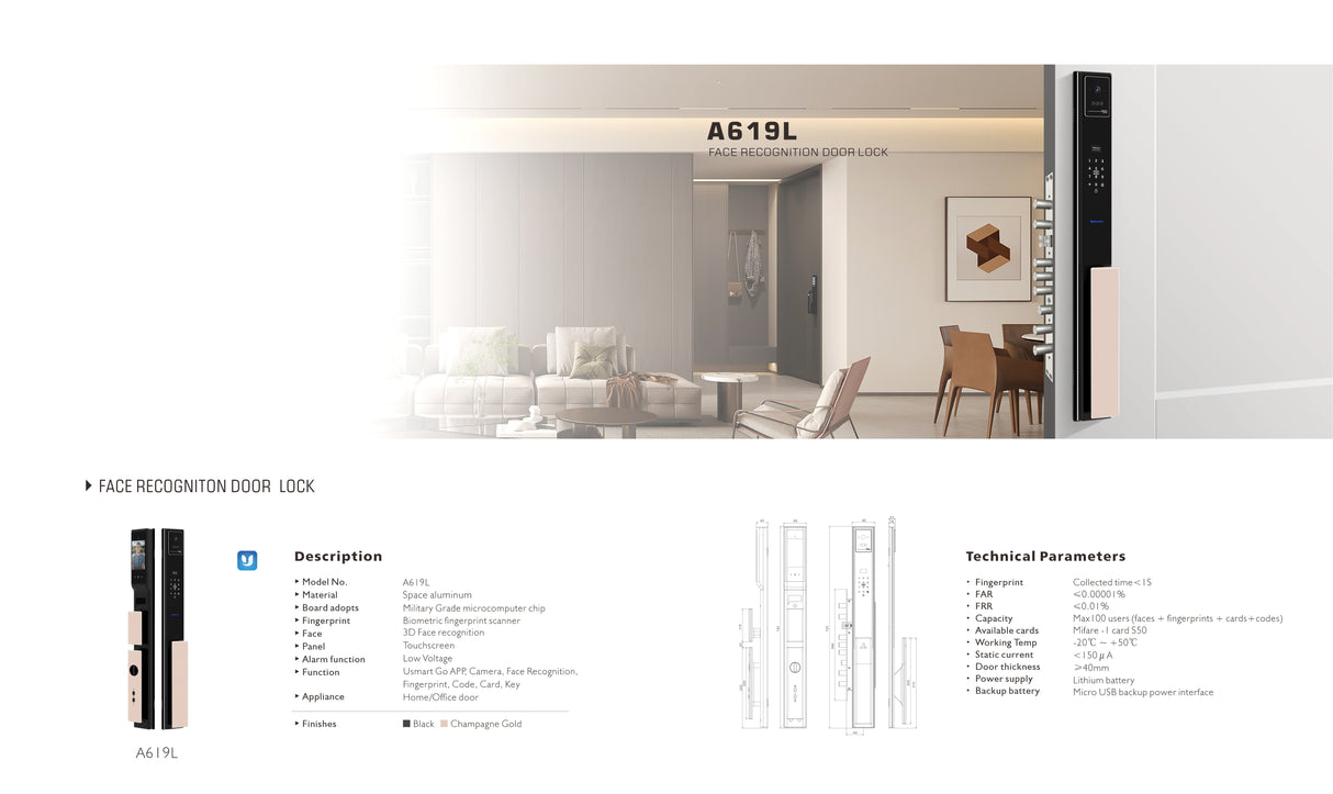 Smart Push - Pull Lock - Guardian Alloy Edition A619